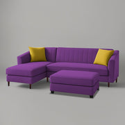 Neyami LHS 4 Seater with Ottoman L Shape Sofa Set for Living Room (Purple) Premium Fabric Sofa Set