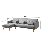 Gamora LHS 4 Seater L Shape Sofa Set for Living Room (Grey) Premium Fabric Sofa