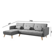 Convertible Futon RHS 4 Seater Sofa Cum Bed with Adjustable Backrest Sofa for Living Room (Blue Grey Colour) Premium Fabric Sofa