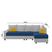 Inclair RHS 6 Seater L Shape Sofa Set for Living Room (Blue Grey Fabric) Premium Fabric Sofa