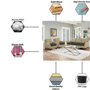 Slove 3 +1 + 1 Seater Sofa Set for Living Room | Color - Cream Black | Premium Fabric Sofa