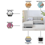 Lifestyle 4 Seater LHS L Shape Sofa Set for Living Room - (Grey Fabric) Premium Fabric Sofa Set