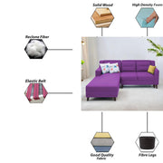 Lifestyle 4 Seater LHS L Shape Sofa Set for Living Room - (Purple Fabric) Premium Fabric Sofa Set