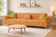 Velour Modern Velvet Sofa, Tufted Design Upholstered 3 Seater Sofa Set for Living Room, (Black Colour) Premium Velvet Fabric Sofa