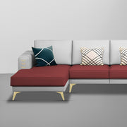 Falco LHS 6 Seater L Shape Sofa Set for Living Room (Maroon Grey Fabric) Premium Fabric Sofa