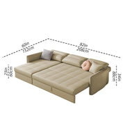 Casaliving Floster LHS 4 Seater L Shape Corner Sofa Cum Bed for Living Room (Cream Fabric) Premium Fabric Sofa