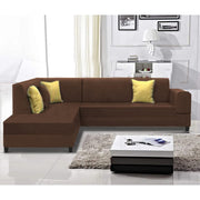 Rio 6 Seater L Shape Sofa for Living Room | Color - Brown Leatherette | Left Side Sofa