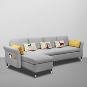 Ventos LHS 6 Seater L Shape Sofa Set for Living Room (Grey) Premium Velvet Fabric