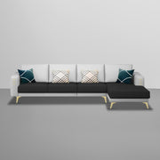 Falco RHS 6 Seater L Shape Sofa Set for Living Room (Black Grey Fabric) Premium Fabric Sofa