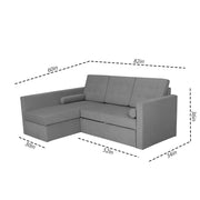 Megan LHS 4 Seater L Shaped Sofa Cum Bed for Living Room (Dark Grey Fabric) Premium Fabric Sofa