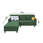 Lifestyle 4 Seater LHS L Shape Sofa Set for Living Room - (Green Fabric) Premium Fabric Sofa Set