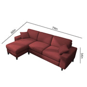Martin 4 Seater LHS L Shape Sofa Set for Living Room (Maroon Colour Fabric)