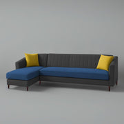 Neyami LHS 6 Seater L Shape Sofa Set for Living Room (Blue Black) Premium Fabric Sofa Set
