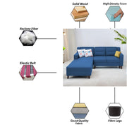 Lifestyle 4 Seater LHS L Shape Sofa Set for Living Room - (Blue Fabric) Premium Fabric Sofa Set