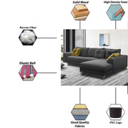 Viva RHS 6 Seater L Shape Sofa Set for Living Room (Dark Grey) Premium Fabric Sofa