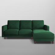 Swaloni RHS 4 Seater L Shape Sofa Set with Center Table for Living Room (Green) Premium Fabric Sofa