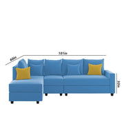 Inclair LHS 6 Seater L Shape Sofa Set for Living Room (Turquise Fabric) Premium Fabric Sofa