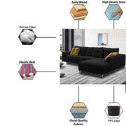 Viva RHS 6 Seater L Shape Sofa Set for Living Room (Black) Premium Fabric Sofa