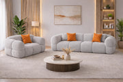 Vetras Modern Velvet Bubble Cloud Sofa, Tufted Design Upholstered 3+1 Seater Sofa Set for Living Room, (Black Colour) Premium Velvet Fabric Sofa