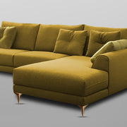 Viva RHS 6 Seater L Shape Sofa Set for Living Room (Yellow) Premium Fabric Sofa