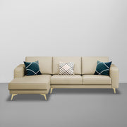 Falco LHS 4 Seater L Shape Sofa Set for Living Room (Cream Fabric) Premium Fabric Sofa