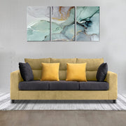 Hazer 3 Seater L Shape Sofa Set for Living Room (Cream Black Fabric) Left Side