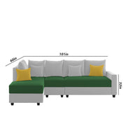 Inclair LHS 6 Seater L Shape Sofa Set for Living Room (Green Grey Fabric) Premium Fabric Sofa