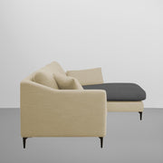 Cortina RHS 4 Seater L Shape Sofa Set for Living Room (Cream Black Fabric) Premium Fabric Sofa