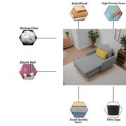 Vive 1 Seater Lounge Sofa for Living Room (Dark Grey Colour) Premium Fabric Sofa