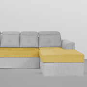Elvi RHS 6 Seater L Shape Sofa Set for Living Room (Yellow Grey Fabric) Premium Fabric Sofa