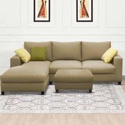 Rihan 4 Seater L Shape Sofa Set with Ottoman for Living Room (Cream Fabric) Left Side Sofa