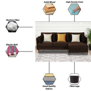 Croosen LHS 4 Seater L Shape Sofa Set for Living Room (Brown Colour) Premium Velvet Fabric