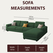 Orion RHS 6 Seater L Shape Sofa Set for Living Room (Green Colour) Premium Fabric Sofa