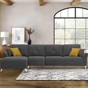 Antonio LHS 6 Seater L Shape Sofa Set for Living Room (Dark Grey Premium Fabric)