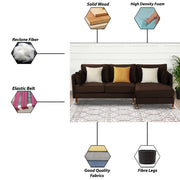 Croosen RHS 4 Seater L Shape Sofa Set for Living Room (Brown Colour) Premium Velvet Fabric