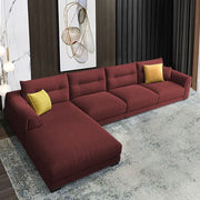 Hazer 6 Seater Sofa Set for Living Room (Maroon Fabric) Left Side Sofa