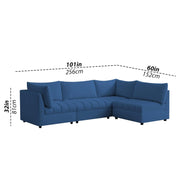 Lenser L Shaped Sofa Set for Living Room (Blue Fabric) Premium Fabric Sofa Set