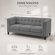 Casaliving Fento 3 Seater Sofa Set for Living Room, 3 Seater (Black) Colour Premium Velvet Fabric Sofa
