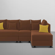 Inclair RHS 6 Seater L Shape Sofa Set for Living Room (Brown Fabric) Premium Fabric Sofa