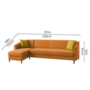 Neyami LHS 6 Seater L Shape Sofa Set for Living Room (Orange) Premium Fabric Sofa Set