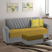 Francis 3 Seater Sofa Set with Ottoman for Living Room (Yellow Grey) Fabric