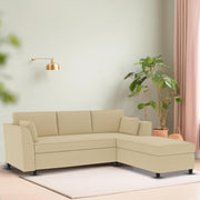 Blustin LHS 4 Seater L Shape Sofa Set for Living Room (Cream Fabric) Premium Fabric Sofa