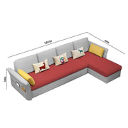 Ventos RHS 6 Seater L Shape Sofa Set for Living Room (Maroon Grey) Premium Velvet Fabric