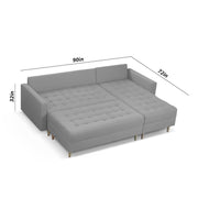 Ashton RHS 4 Seater L Shape Sofa Set with Center Table for Living Room (Grey Fabric) Premium Fabric Sofa