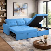 Casaliving Treshta 4 Seater LHS L - Shape Pull-Out Sofa Cum Bed with Storage Sofa for Living Room (Brown Fabric Color) Premium Fabric Sofa Set for Living Room Sofa Cum Bed