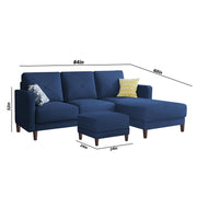 Swaloni RHS 4 Seater L Shape Sofa Set with Center Table for Living Room (Blue) Premium Fabric Sofa