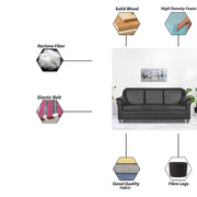 Scott 3 Seater Sofa Set for Living Room (Black Fabric) Premium Fabric Sofa