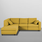 Dorian LHS 4 Seater L Shape Sofa Set for Living Room (Yellow Fabric) Premium Fabric Sofa