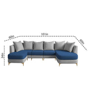 Zoe 8 Seater U Shape Sofa Set for Living Room (Black Grey Colour) Premium Fabric Sofa Set Living Room