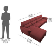 Janifer LHS 6 Seater L Shape Sofa Set for Living Room (Maroon Colour) Premium Fabric Sofa Set